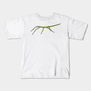 Cute green stick insects with happy faces cartoon Kids T-Shirt